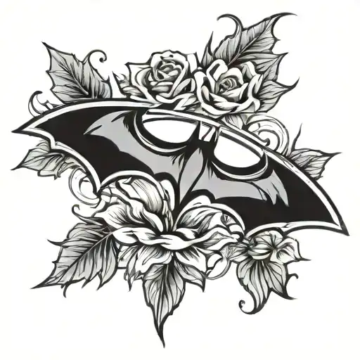 Neo traditional batman logo flower sky tattoo design tattoo design idea