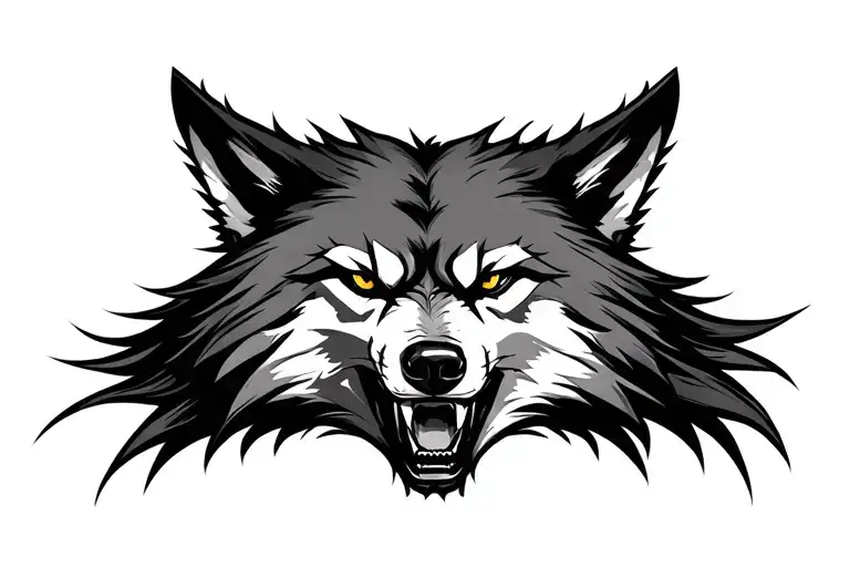 Evil wolf head tattoo design idea