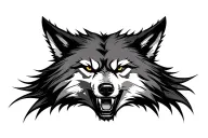 Evil wolf head tattoo design idea