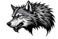 Evil wolf head tattoo design idea
