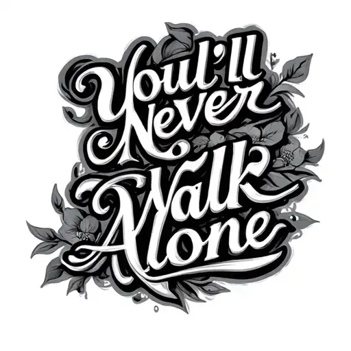 The text "You'll Never Walk Alone"  tattoo design idea