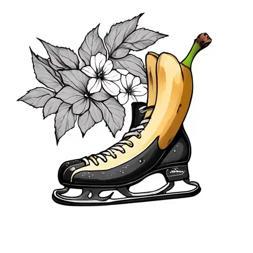 banana on ice skates tattoo design idea