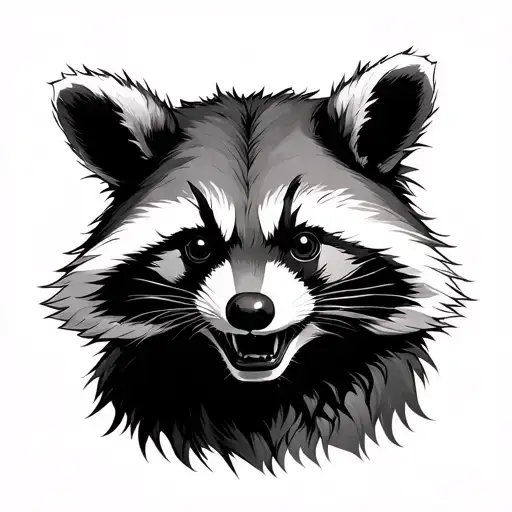 feral raccoon being crazy gothic clown woman tattoo design idea