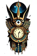 Space Theme With clock Technology With Egyptian God Anubis And Inka Symbolism And All Seing Eye Tattoo tattoo design idea