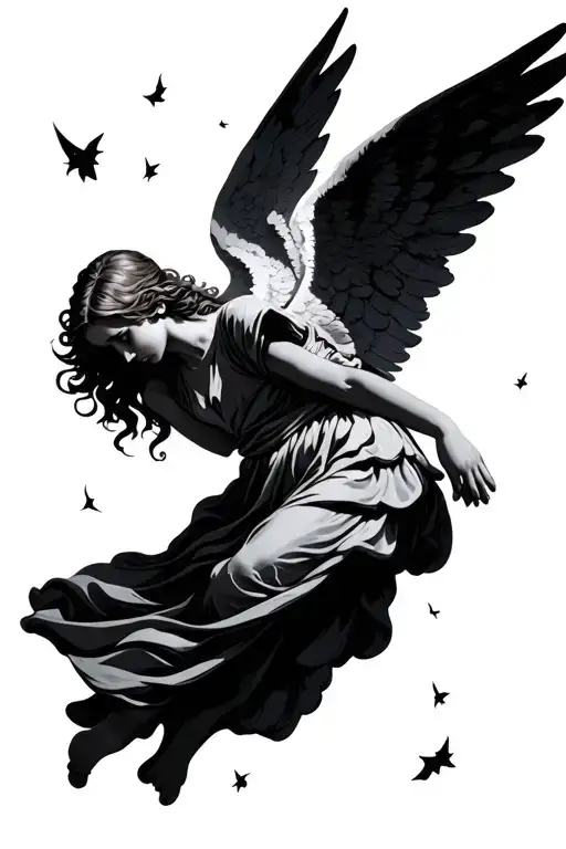 angel falling from the sky tattoo design idea