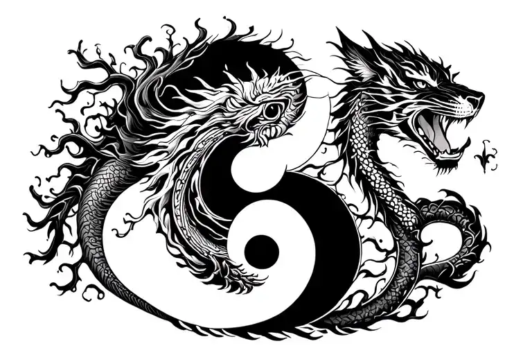 i have yin yang, dragon tiger, add tree of life infinity below my yin yang vack tattoo tattoo design idea