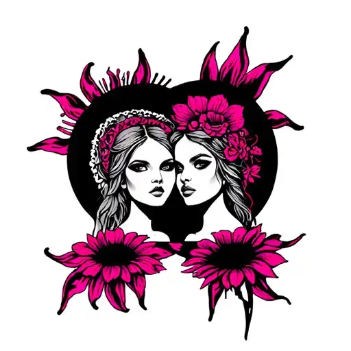 Sublime sun, ghost, pink, best friend memorial, sisters, hippy tattoo design idea