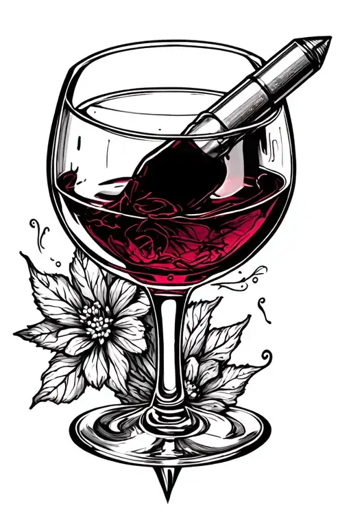 There's a bullet in the wine glass tattoo design idea