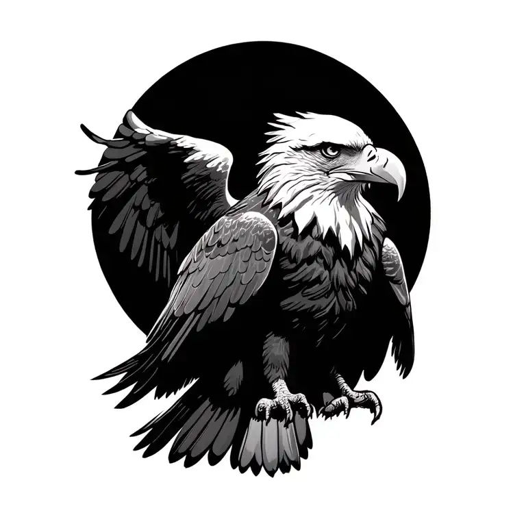 bald eagle spread his wings flying tattoo design idea