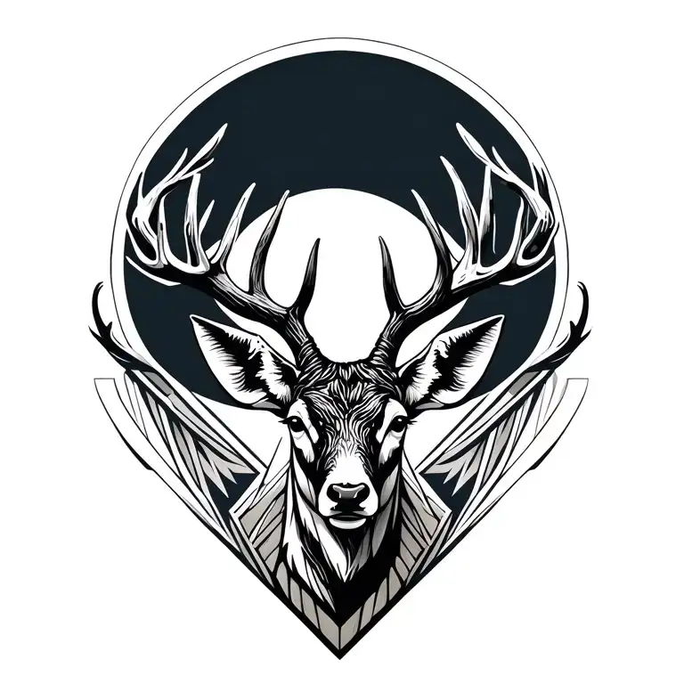 Horn with deer tattoo design idea
