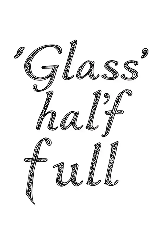 "Glass half full" "Glass half full" text tattoo design idea