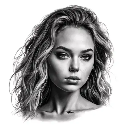 Sydney Sweeney showing breasts with lewd face tattoo design idea