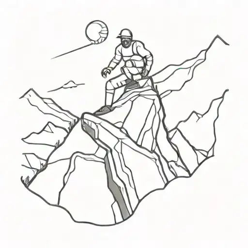 represeting struggle and endurance man climbing mountains tattoo design idea