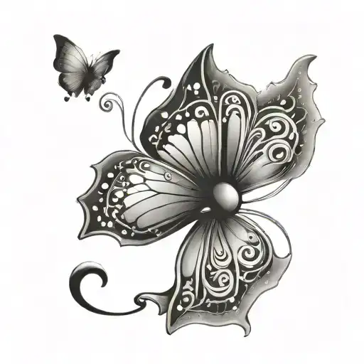 butterfly with bow ties and hearts tattoo design idea