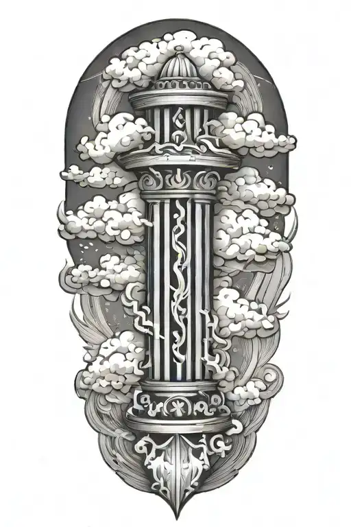hebrew pillar of fire and pillar of cloud background tattoo design idea