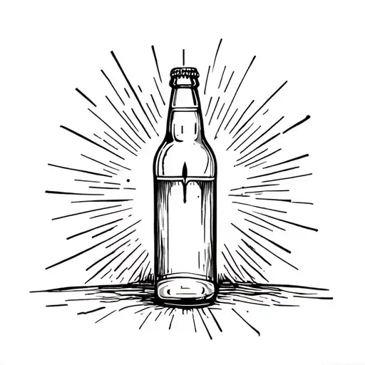 light at the end of a beer bottle for sobriety date tattoo design idea