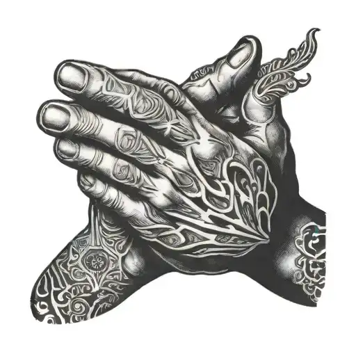 praying hands tattoo design idea