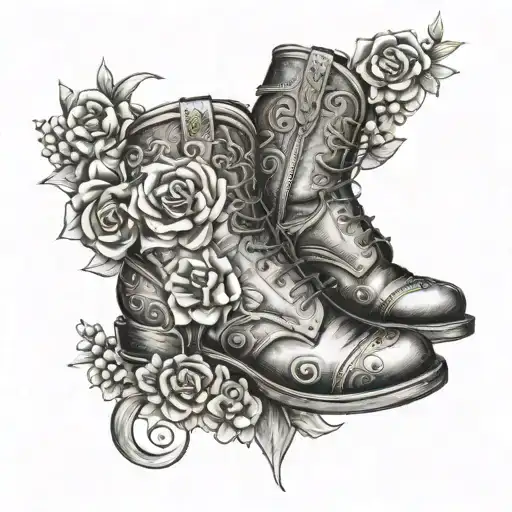 TOOLED LEATHER, BLACK AND GREY, R.E.D INITALS, SEMI TRUCK, WELDING, HORSE SHOES, FLOWERS tattoo design idea