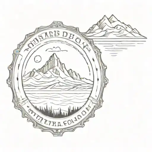 stamp with pikes peak tattoo design idea