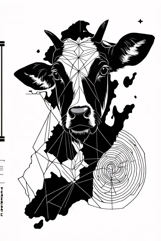 Calf tattoo with NZ map, geometric tattoo design idea