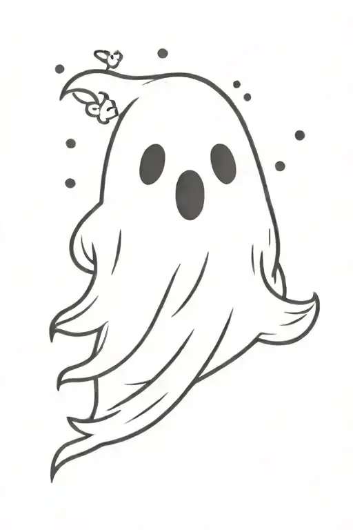 cute ghost holding tattoo design idea