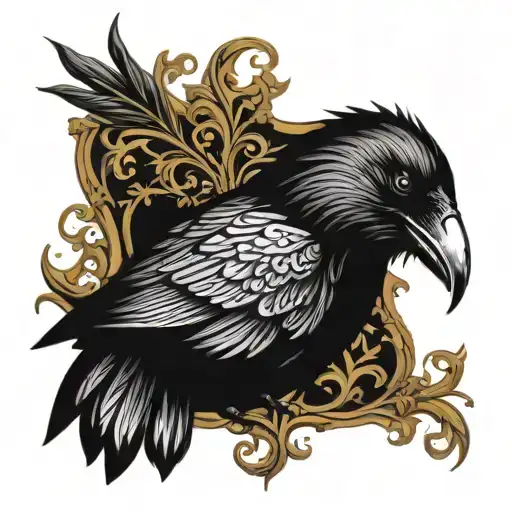 gothic raven tattoo design idea
