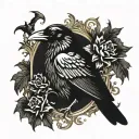 gothic raven tattoo design idea
