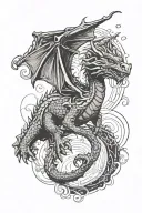 minimalist dragon flying tattoo design idea