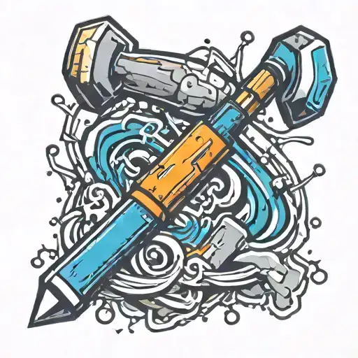 sledgehammer outline with smaller hammer inside tattoo design idea