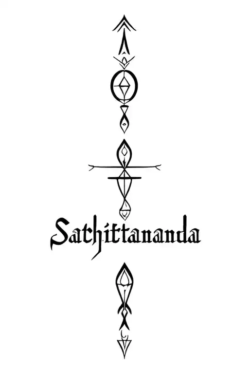 "Satchitananda" viking warrior runes tattoo design idea