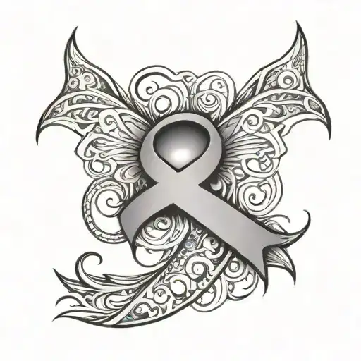 number 7 and Cancer ribbon tattoo design idea
