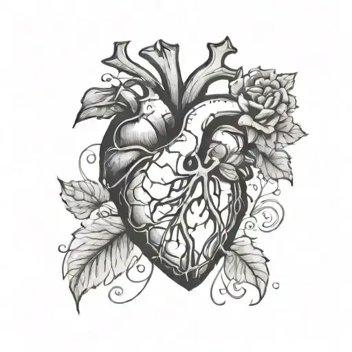 anatomical heart but it's a shattered vase tattoo design idea