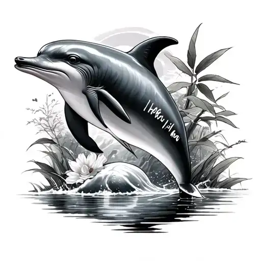 dolphin bamboo r.i.p mom tribute tattoo design idea