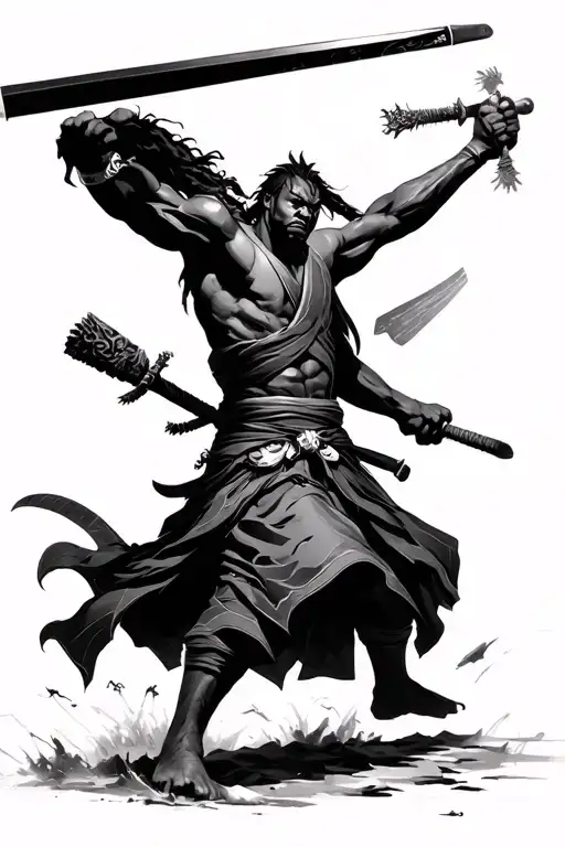 yasuke in battle scene tattoo design idea