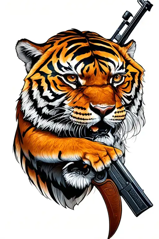 Tigres con armas tattoo design idea