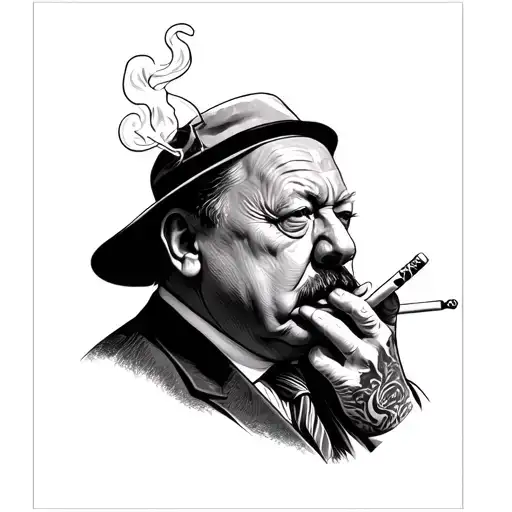 winston churchill smoking a joint with snoop dog tattoo design idea