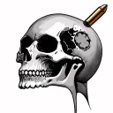 skull with bullet hole in its head tattoo design idea