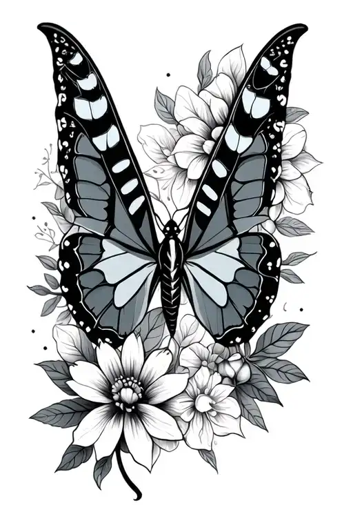 Luna moth with floral and mandala pattern incorporated tattoo design idea
