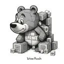 Winnie Pooh building block letters tattoo design idea