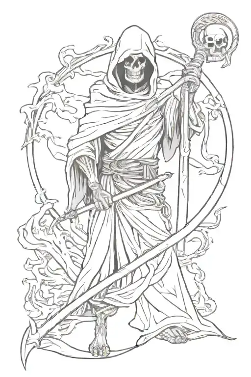 grim reaper holding a scythe tattoo design idea