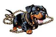rottweiler angry with a chain side view tattoo design idea