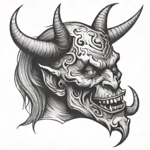 devil face tattoo design idea