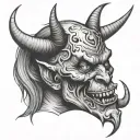devil face tattoo design idea