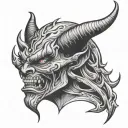 devil face tattoo design idea