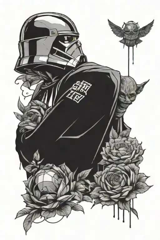 Tattoo Description for Full-Back Memorial PieceDimensions: Full back for a 5'1" femaleTheme: Star Wars-inspired memor tattoo design idea