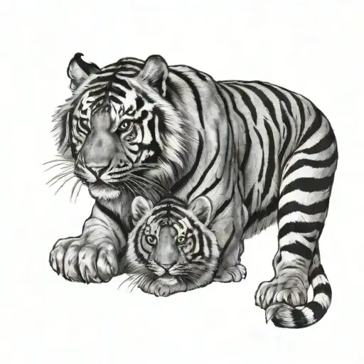 Tiger And Cub tattoo design idea