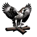 Red Tailed Hawk sitting on a cross tattoo design idea