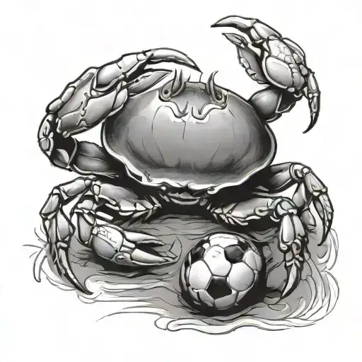 born date 23. 07. 45 with a crab and football tattoo design idea