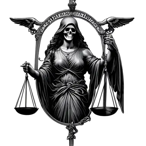 lady Justice and the grim reaper tattoo design idea