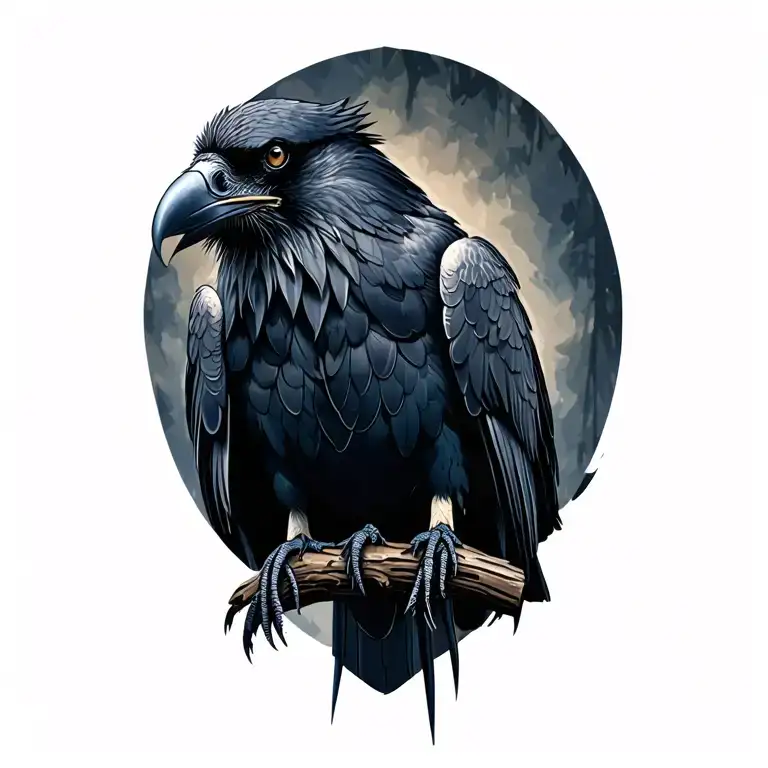 Odin's 2 raven perched on top tattoo design idea
